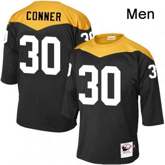 Mens Mitchell and Ness Pittsburgh Steelers 30 James Conner Elite Black 1967 Home Throwback NFL Jersey
